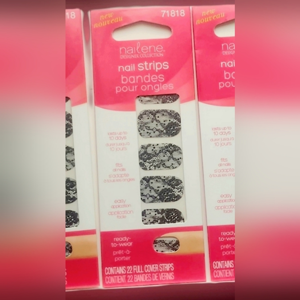 NWT NAILENE DESIGNER COLLECTION NAIL STRIPS: FAUX BLACK LACE!